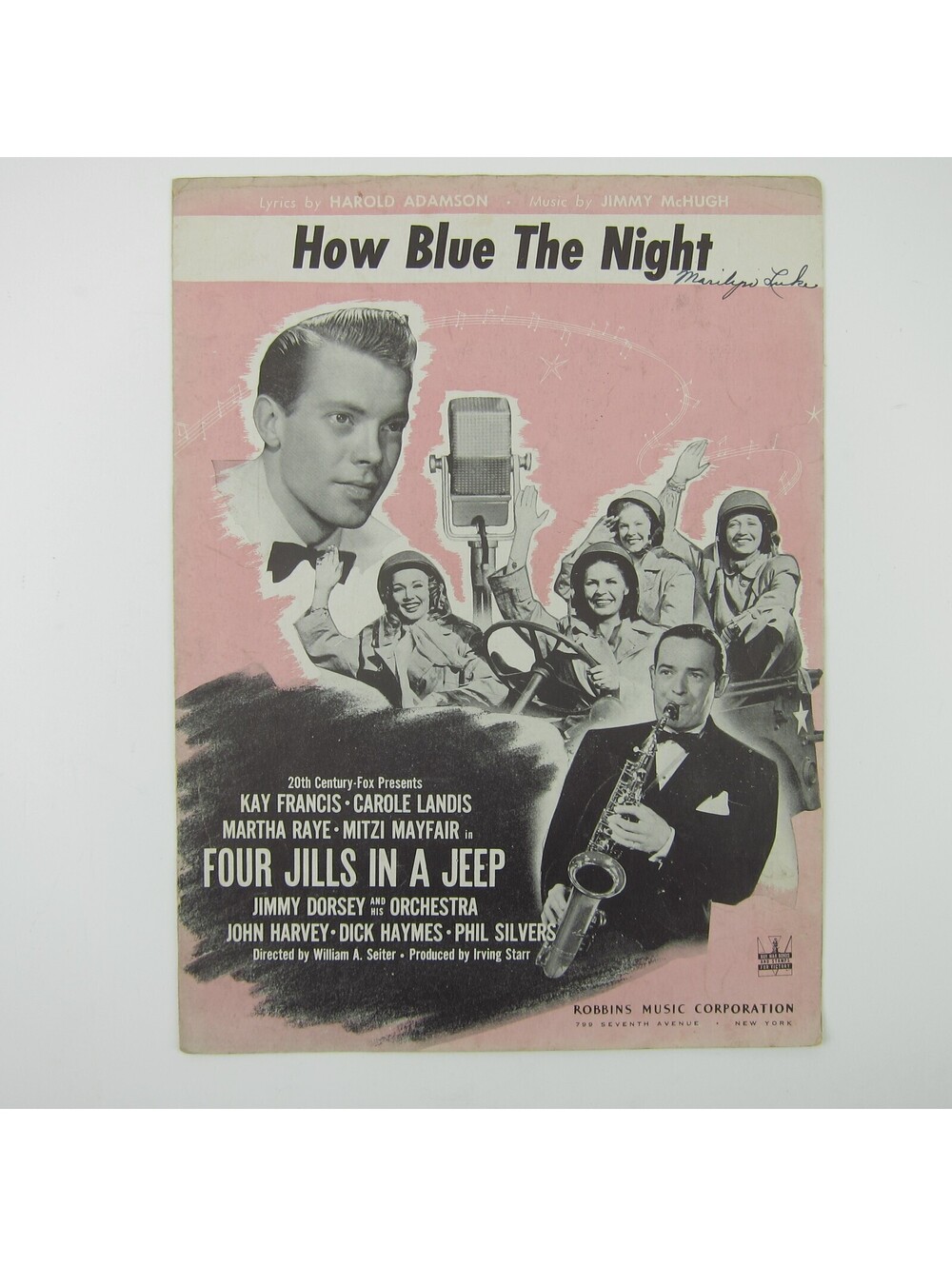 Sheet Music How Blue The Night Four Jills In A Jeep Jimmy Dorsey Vintage 1944